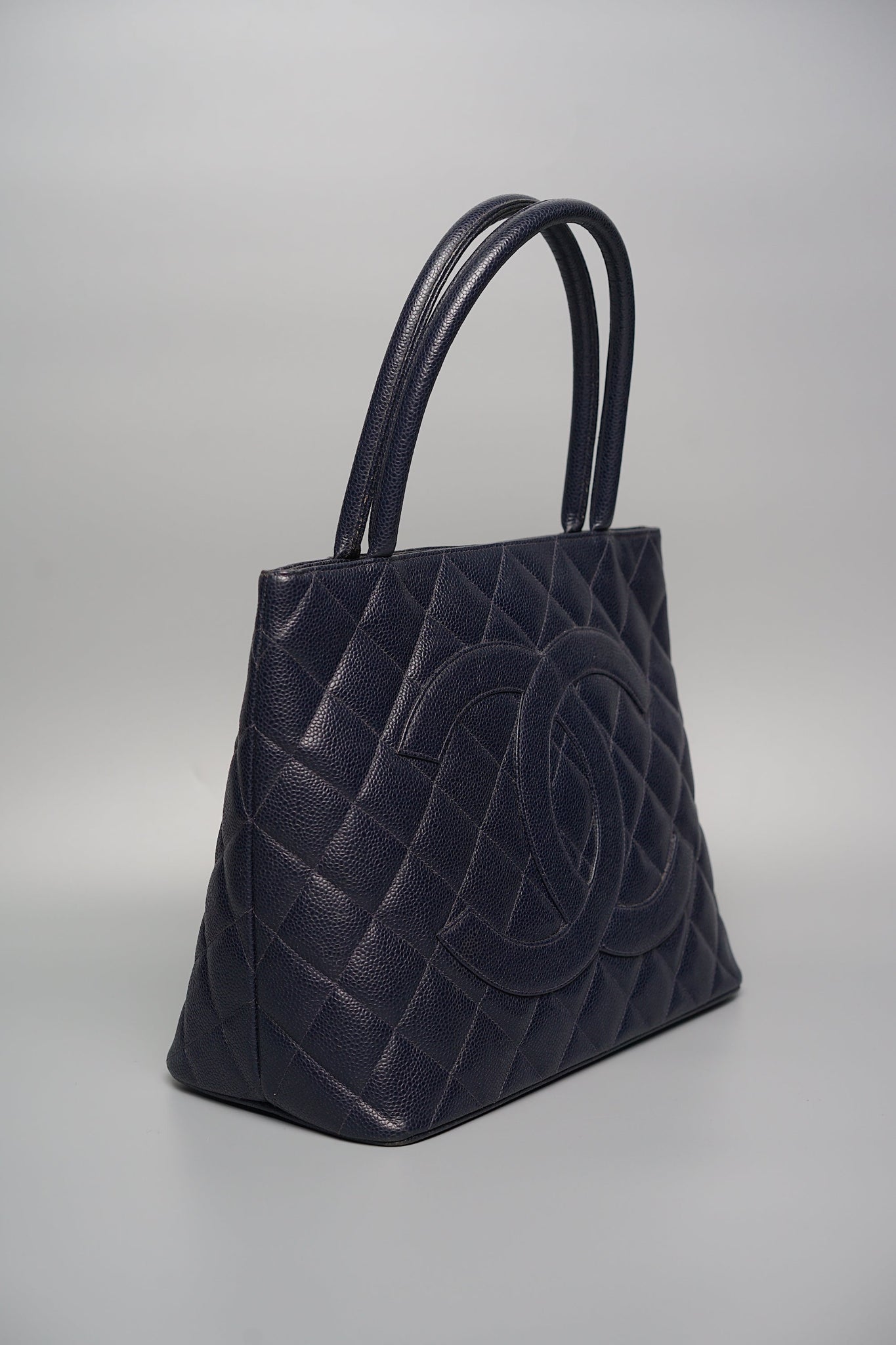Chanel Quilted Cc Medallion Tote in Navy
