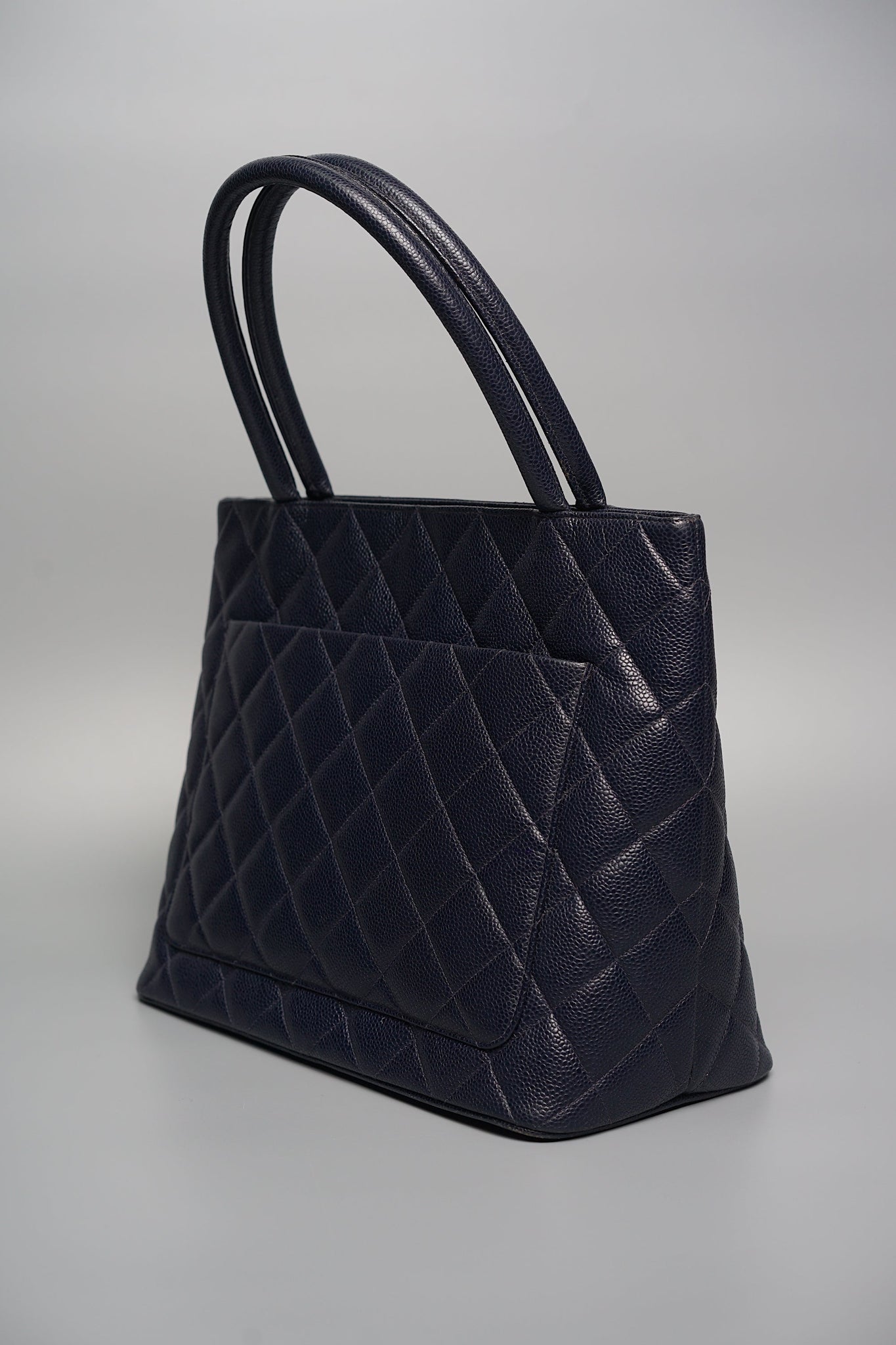 Chanel Quilted Cc Medallion Tote in Navy