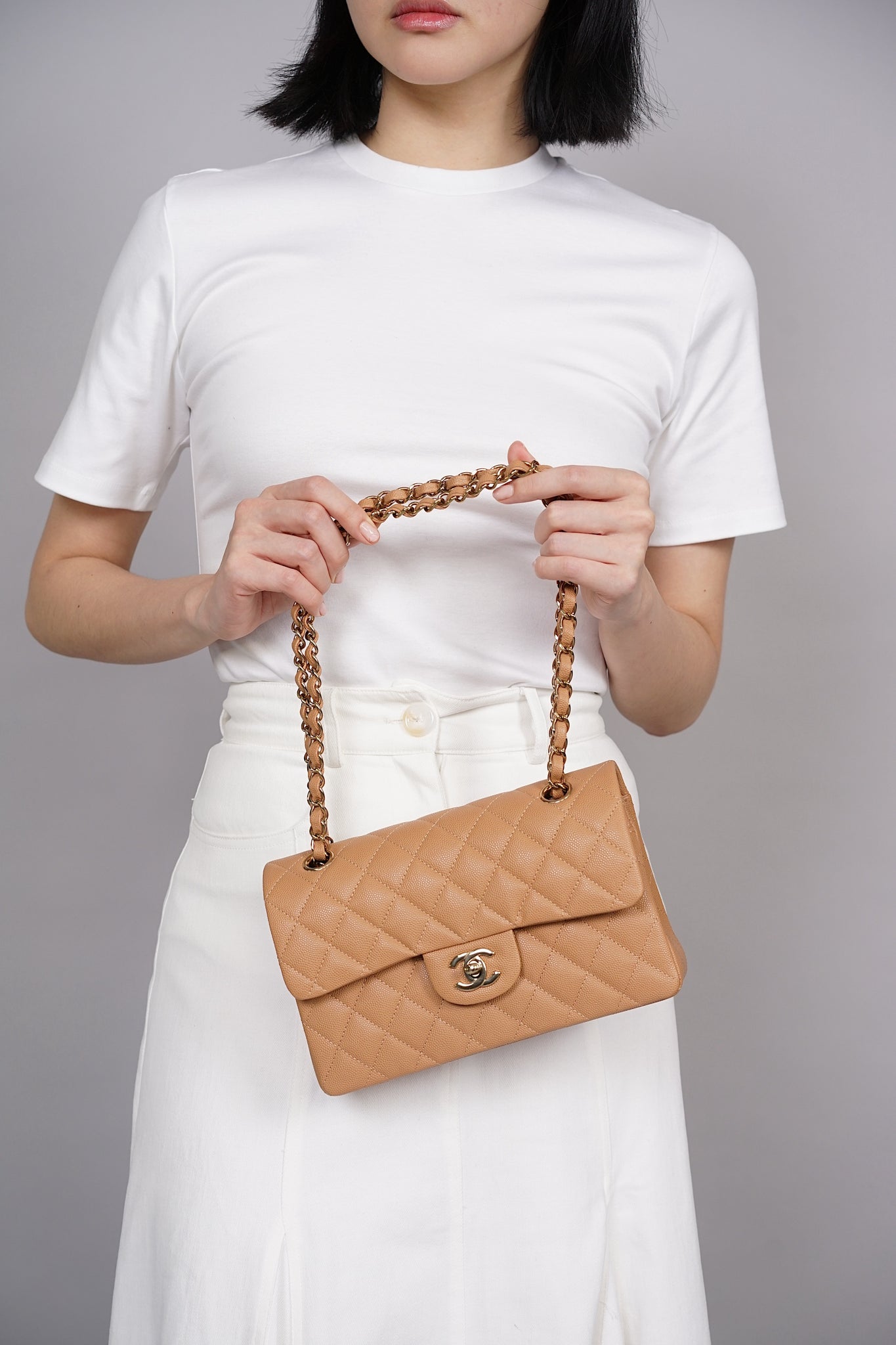 Chanel Small Double Flap in Dark Beige Caviar (Brand New)