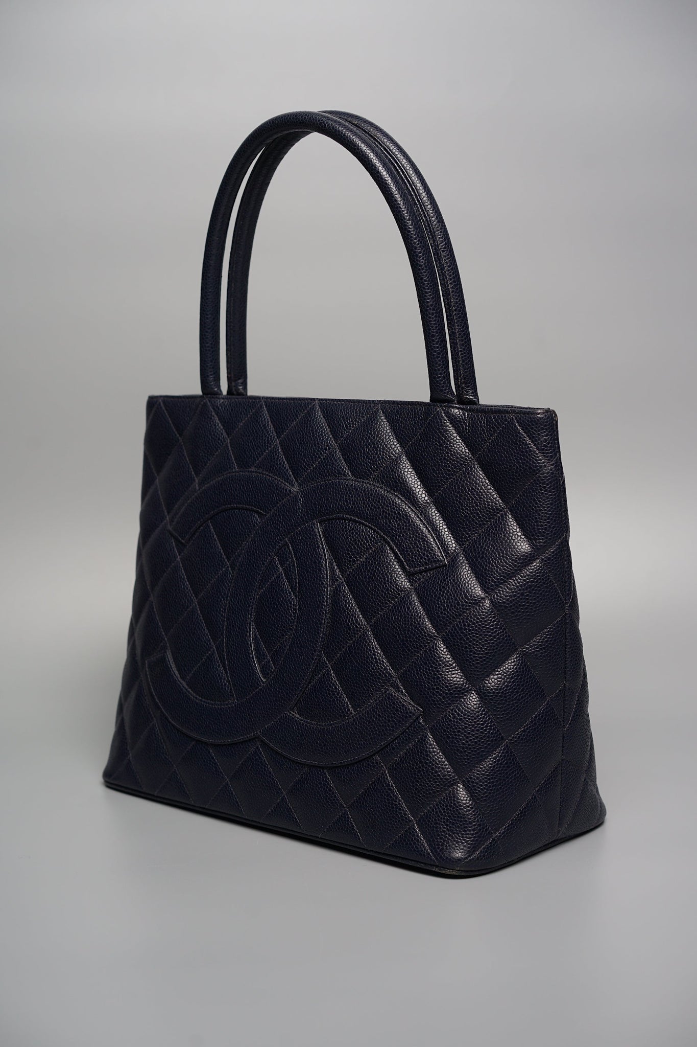 Chanel Quilted Cc Medallion Tote in Navy