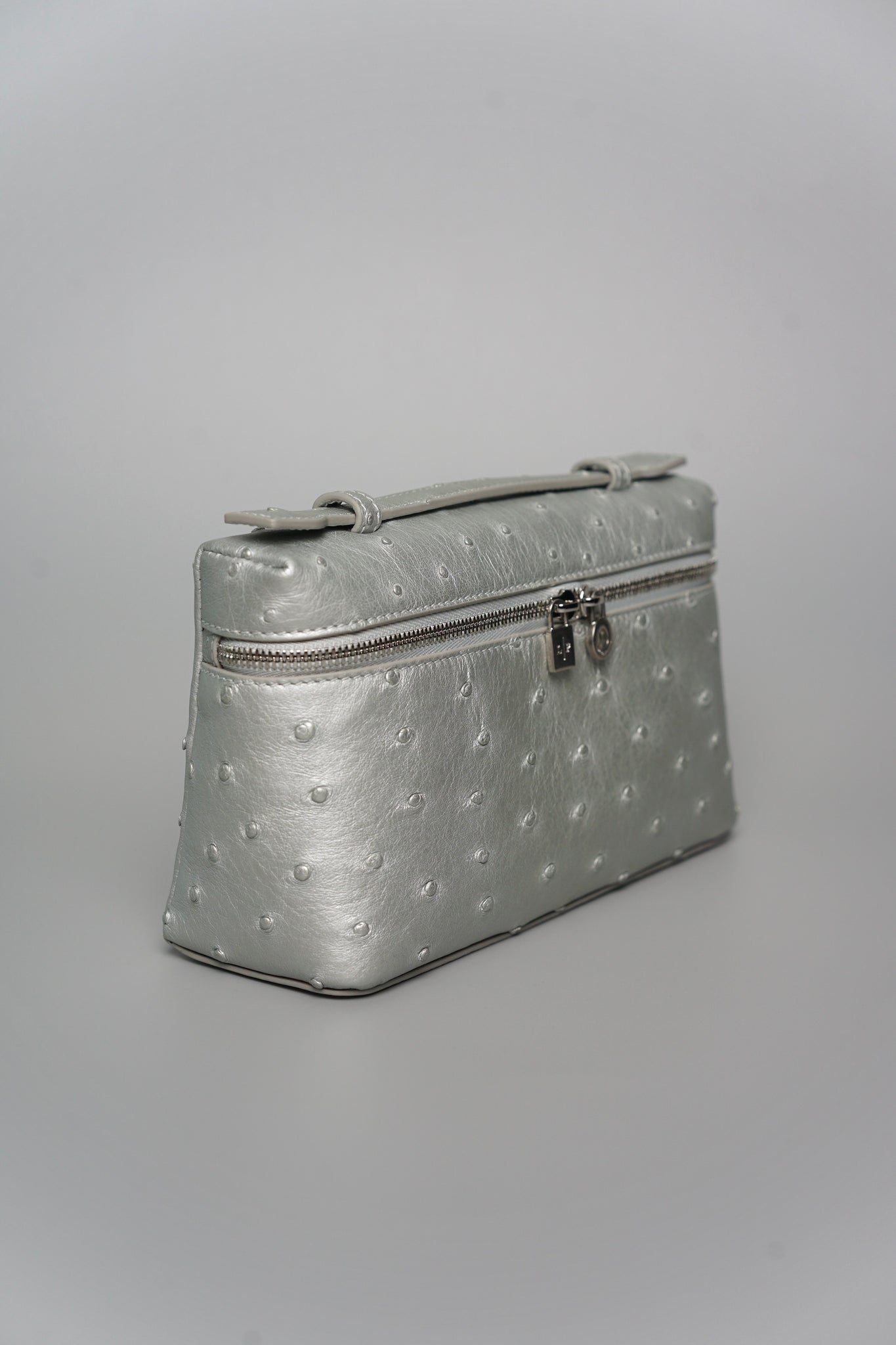 Loro Piana L19 in Ostrich Metallic Silver Shw (Brand New)