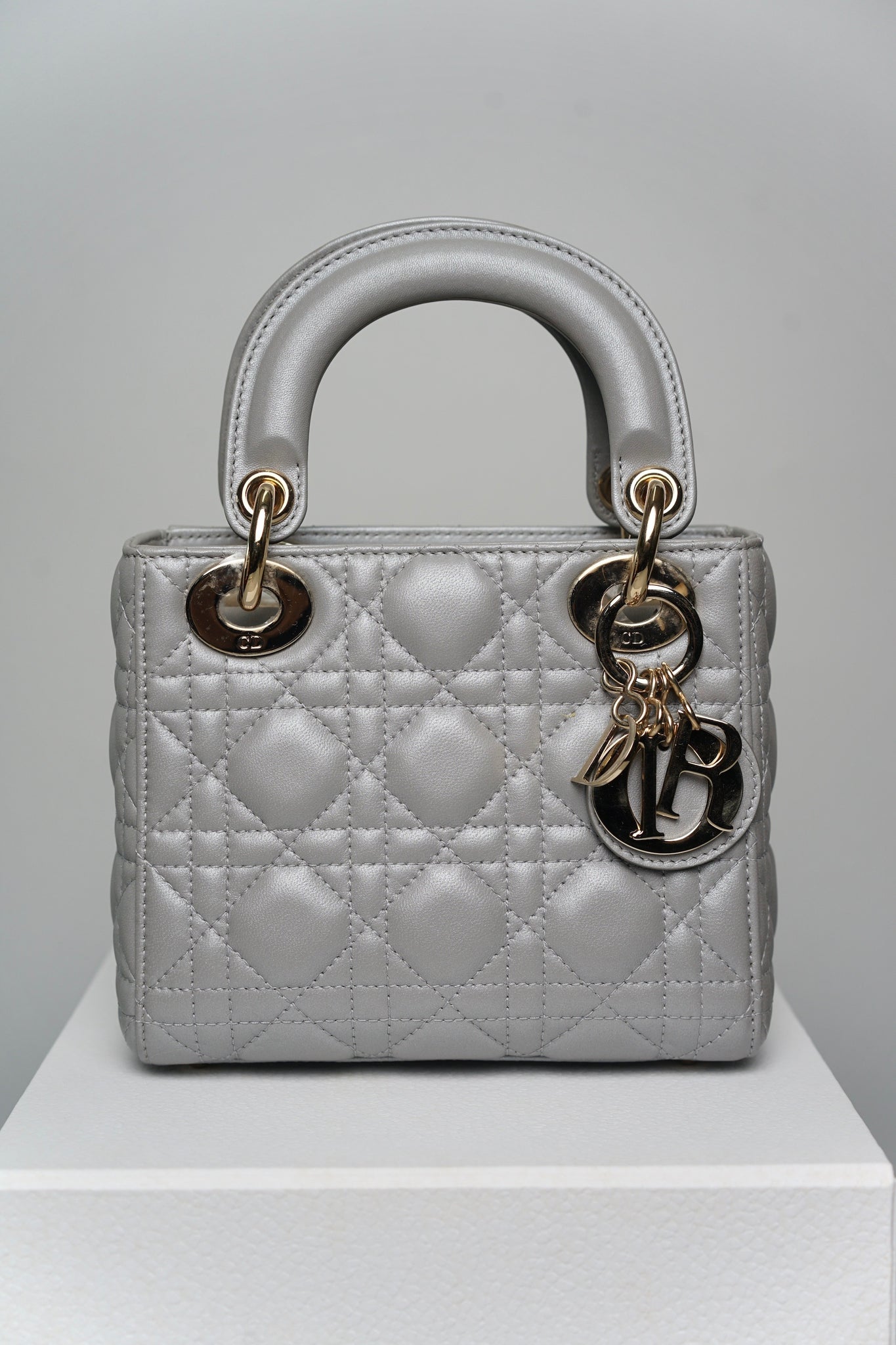Mini Lady Dior Bag in Blue Grey Lambskin Lghw (Brand New)
