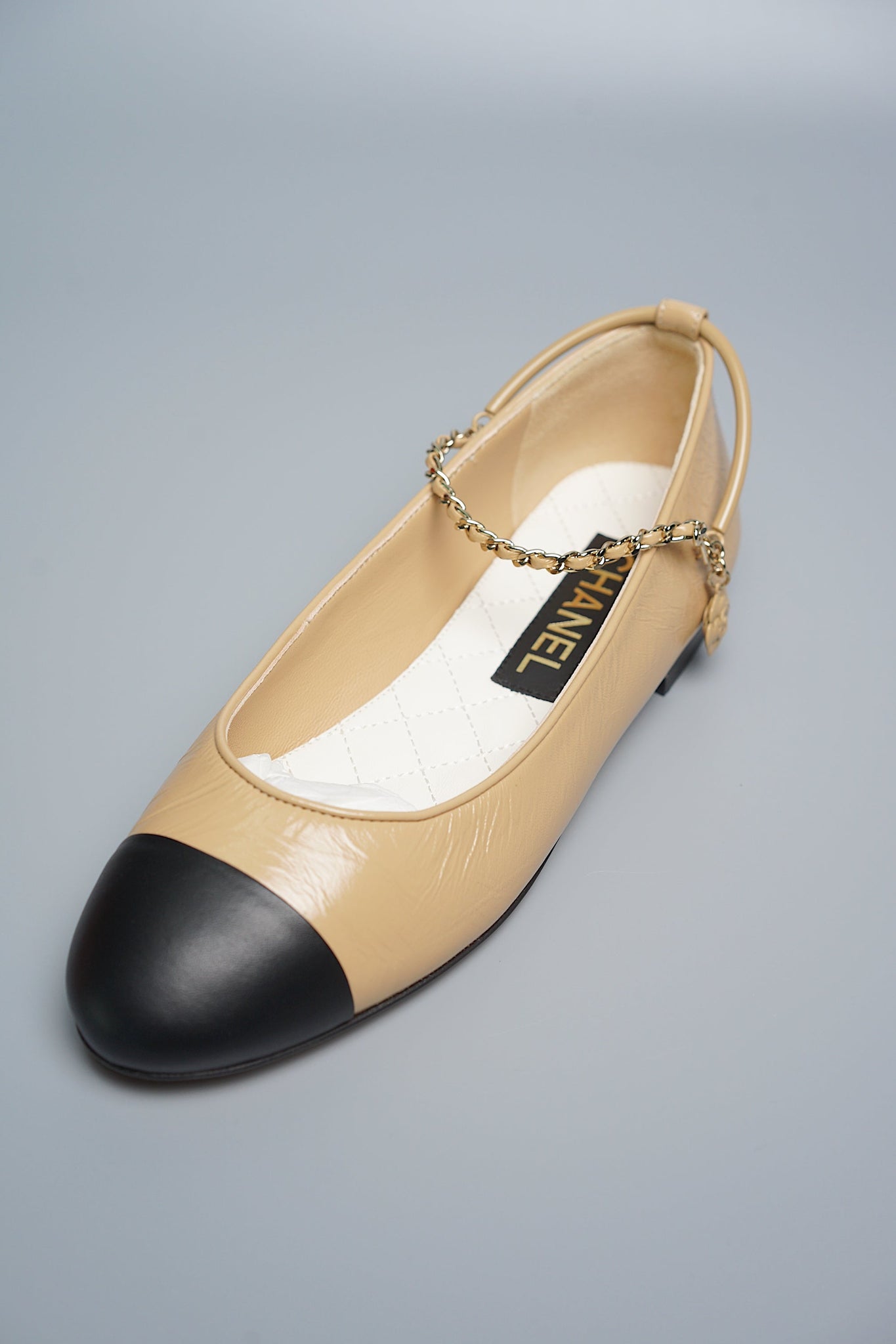 Chanel 23C Ballerinas in Beige/Black Size 37 (Brand New)