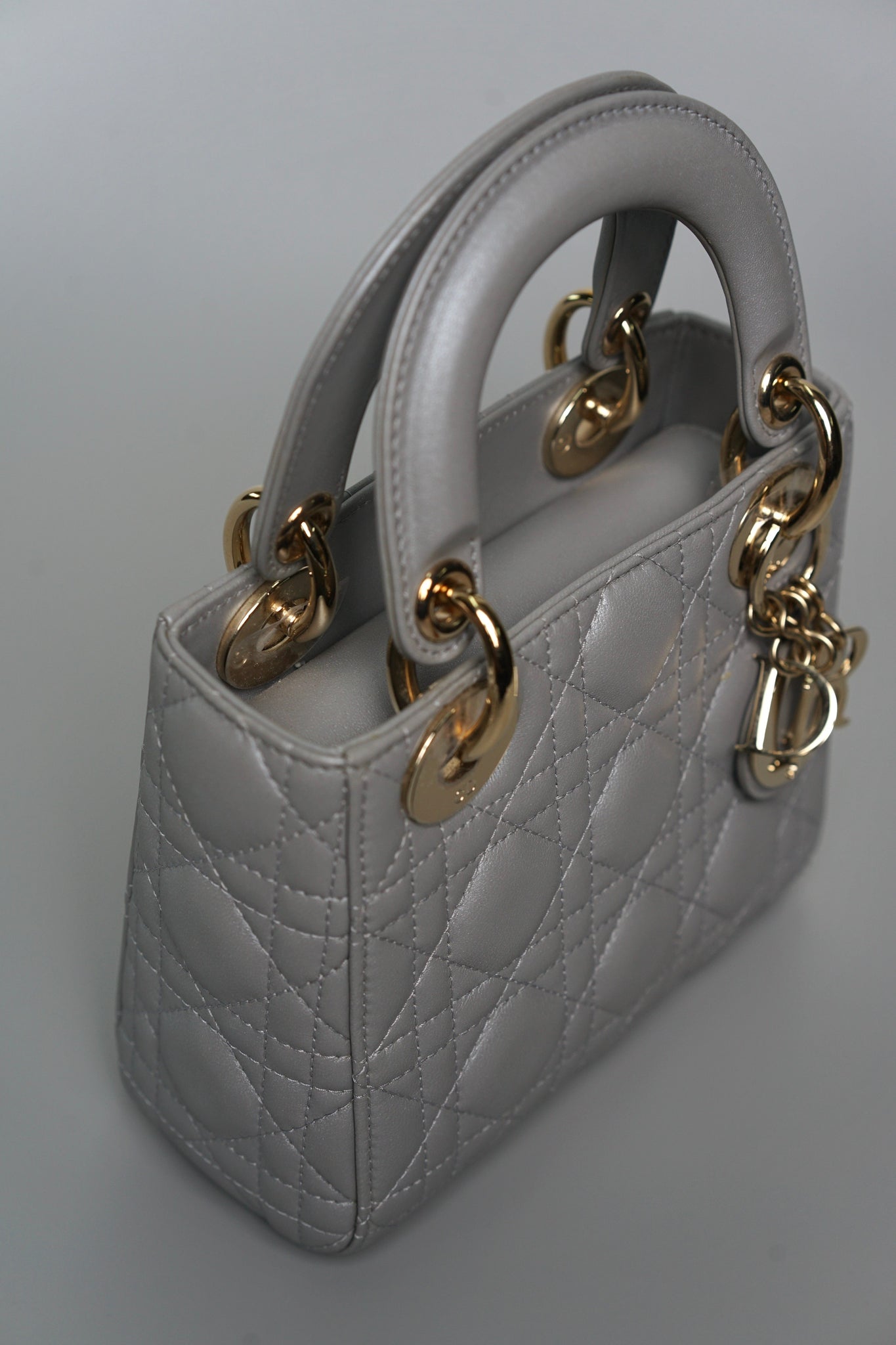 Mini Lady Dior Bag in Blue Grey Lambskin Lghw (Brand New)