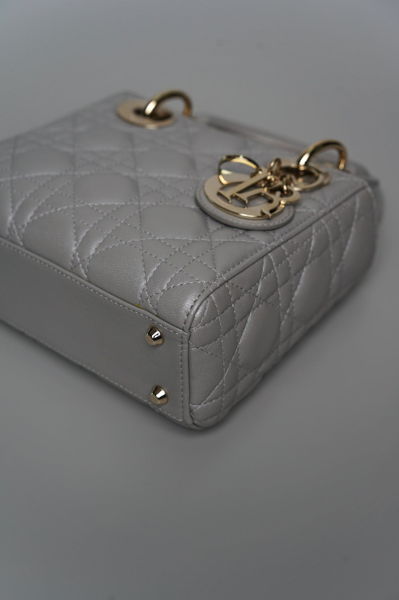 Mini Lady Dior Bag in Blue Grey Lambskin Lghw (Brand New)