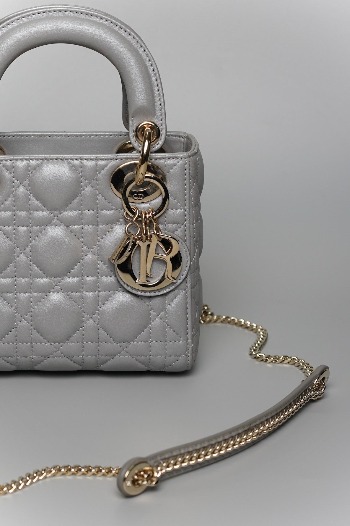 Mini Lady Dior Bag in Blue Grey Lambskin Lghw (Brand New)