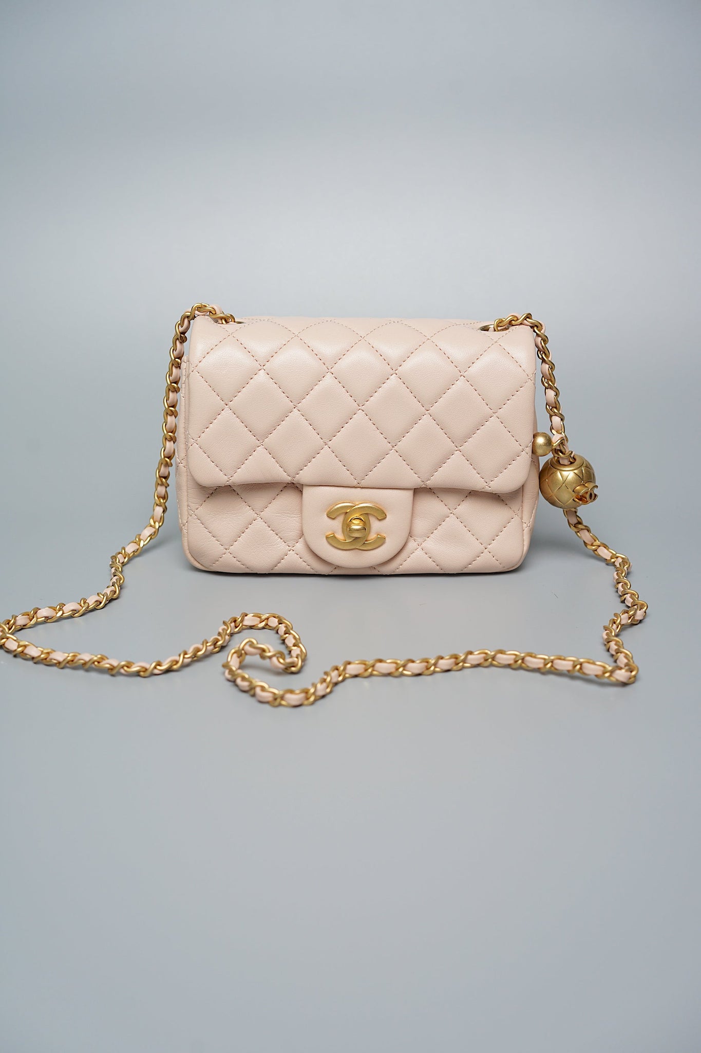 Chanel Mini Square in Rose Beige Lambskin (Brand New)
