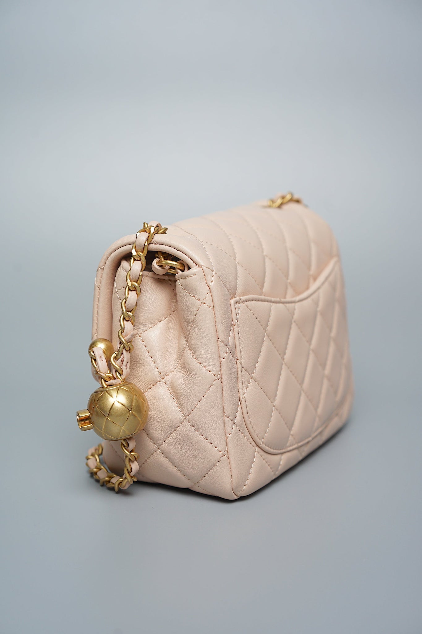 Chanel Mini Square in Rose Beige Lambskin (Brand New)