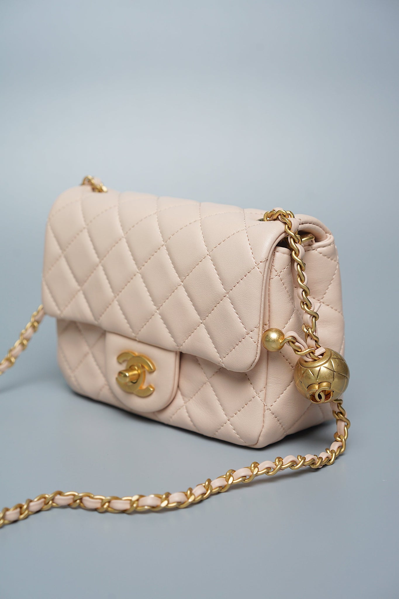 Chanel Mini Square in Rose Beige Lambskin (Brand New)