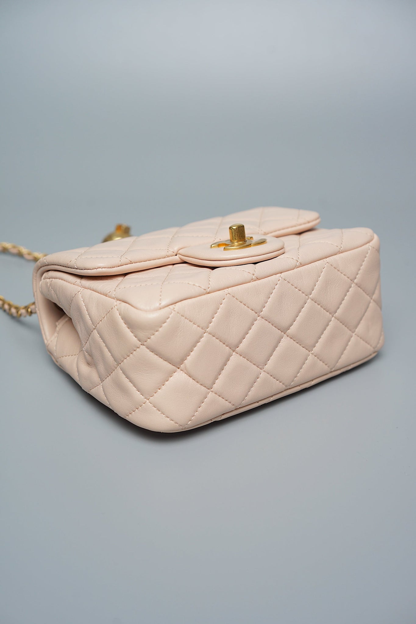Chanel Mini Square in Rose Beige Lambskin (Brand New)