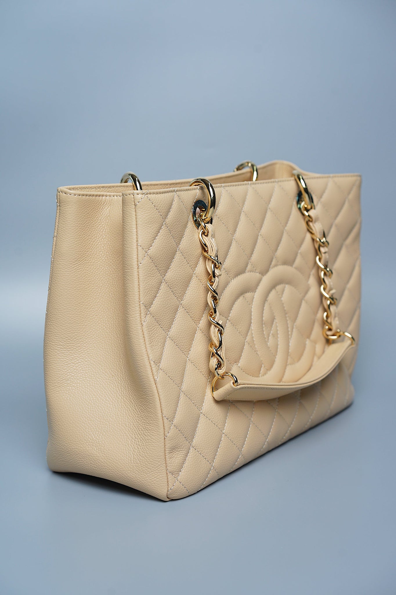 Chanel Grand Shopping Tote in Beige Caviar Ghw
