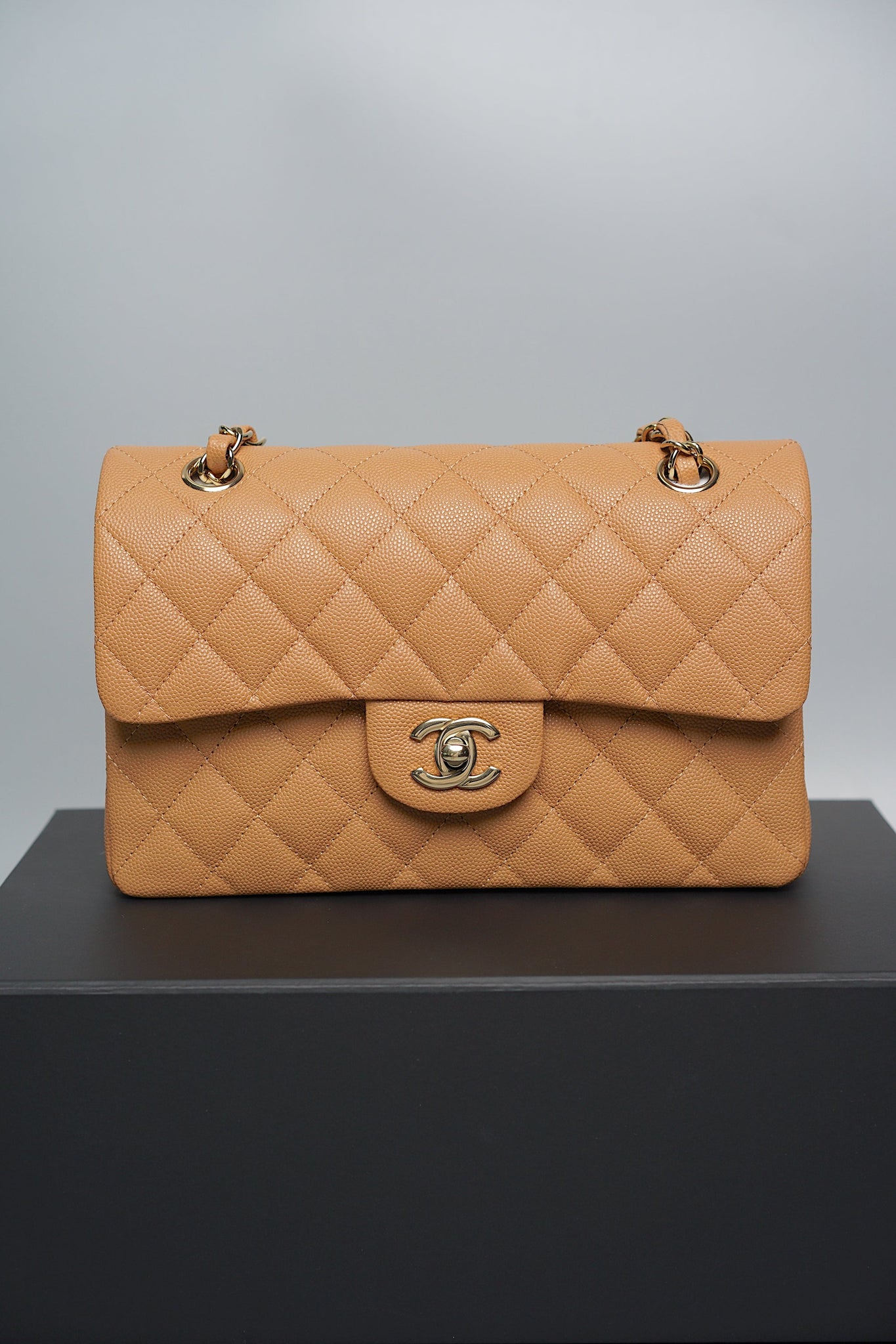 Chanel Small Double Flap in Dark Beige Caviar (Brand New)