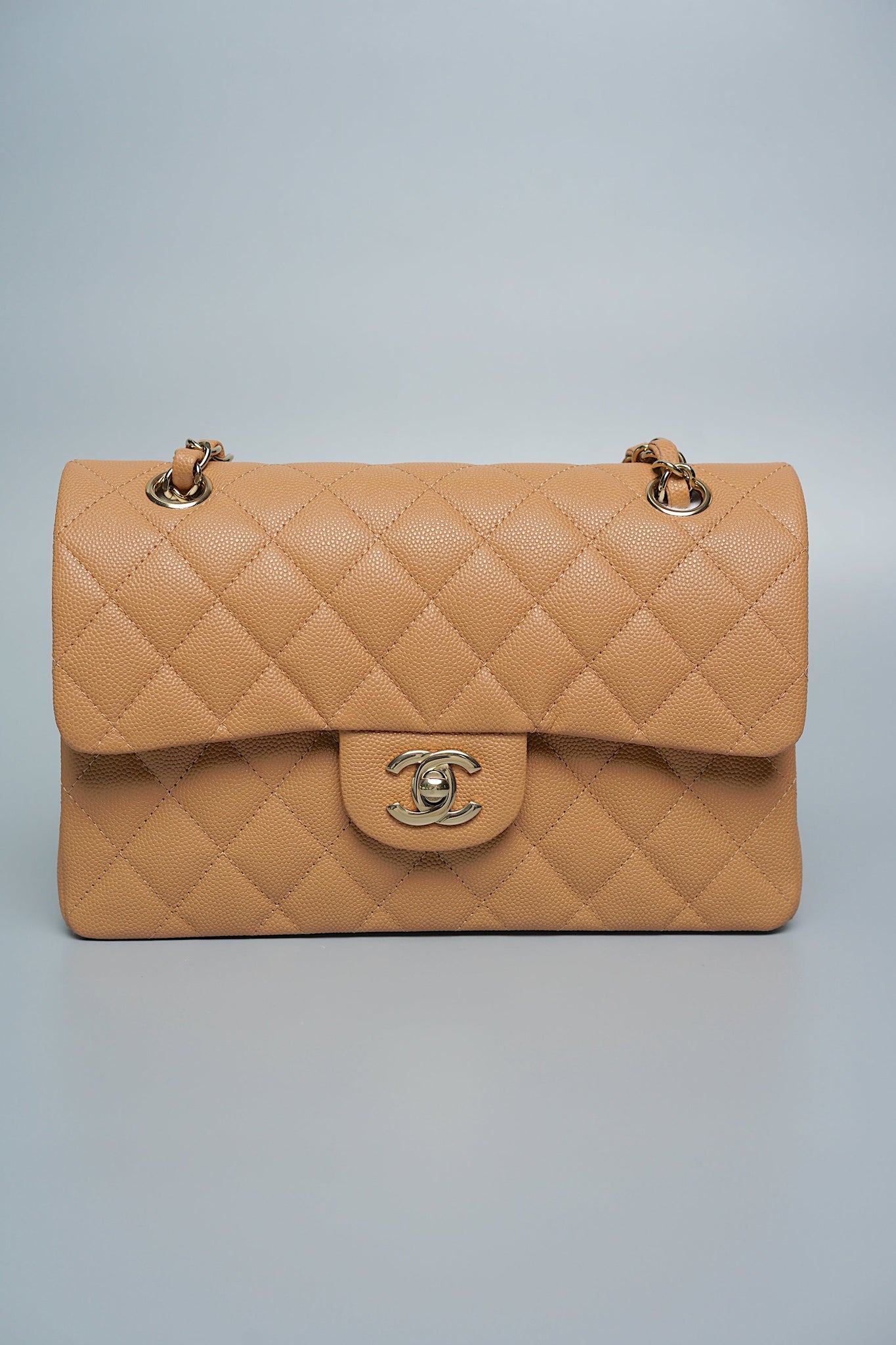Chanel Small Double Flap in Dark Beige Caviar (Brand New)