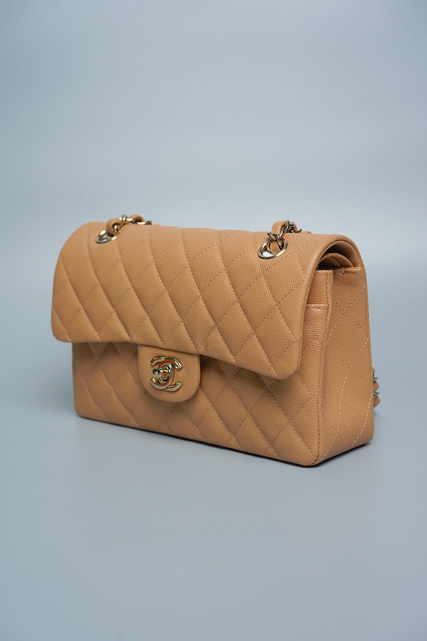 Chanel Small Double Flap in Dark Beige Caviar (Brand New)