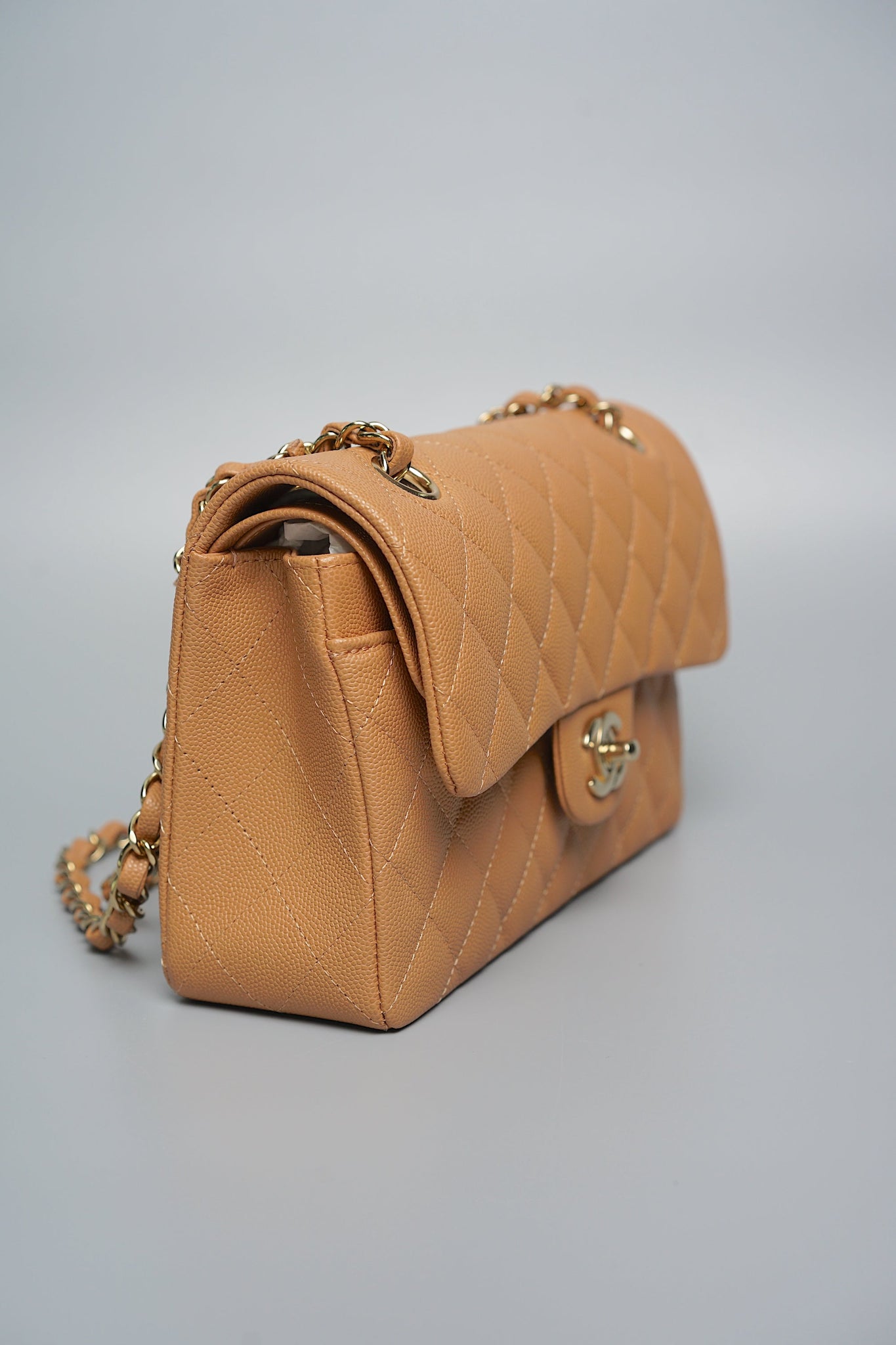 Chanel Small Double Flap in Dark Beige Caviar (Brand New)