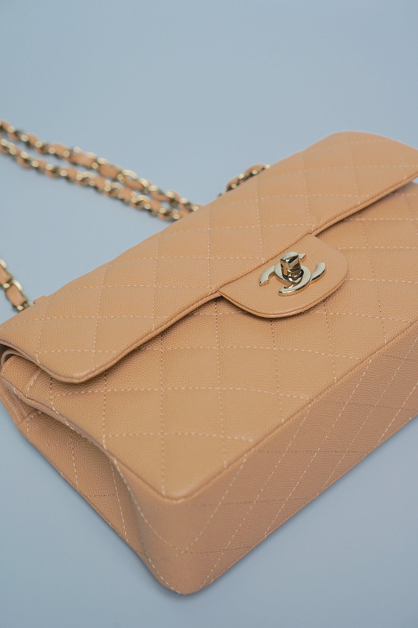 Chanel Small Double Flap in Dark Beige Caviar (Brand New)