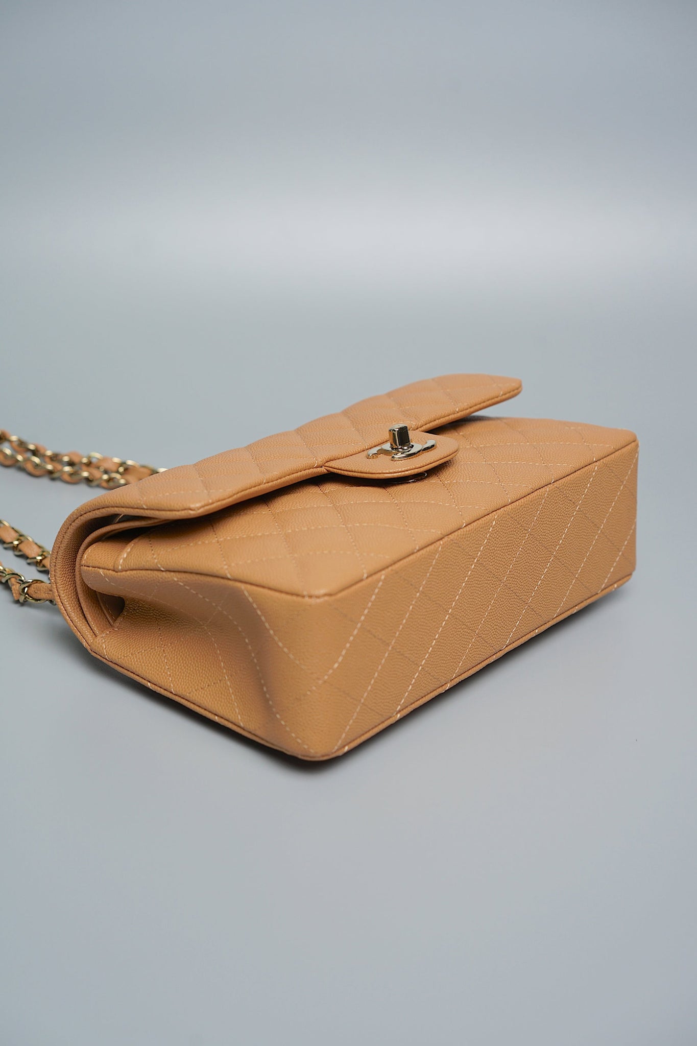 Chanel Small Double Flap in Dark Beige Caviar (Brand New)