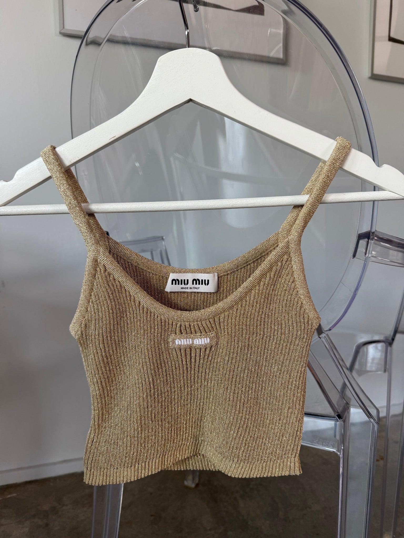 Miumiu Cami Top in Gold Size 36