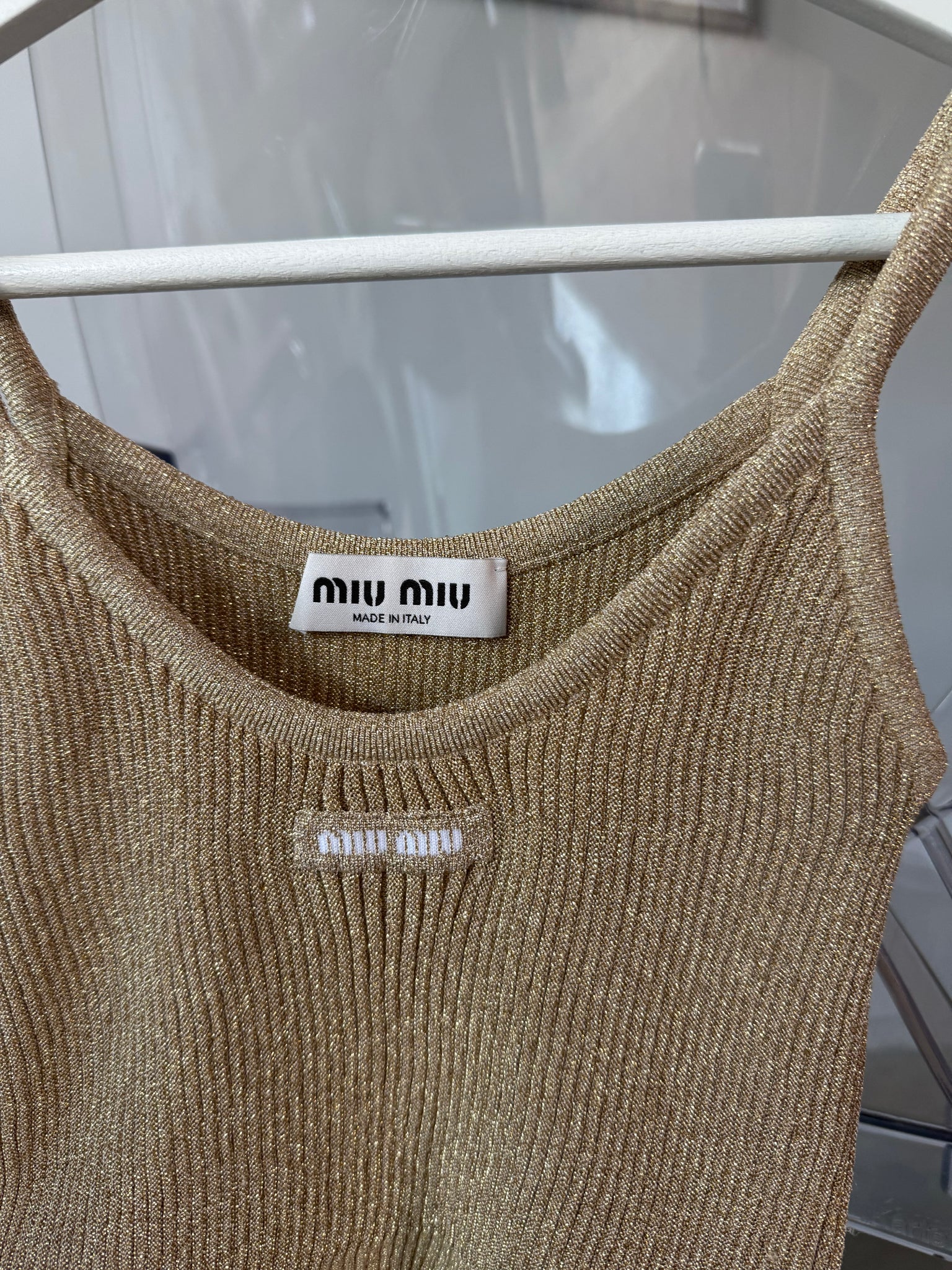 Miumiu Cami Top in Gold Size 36