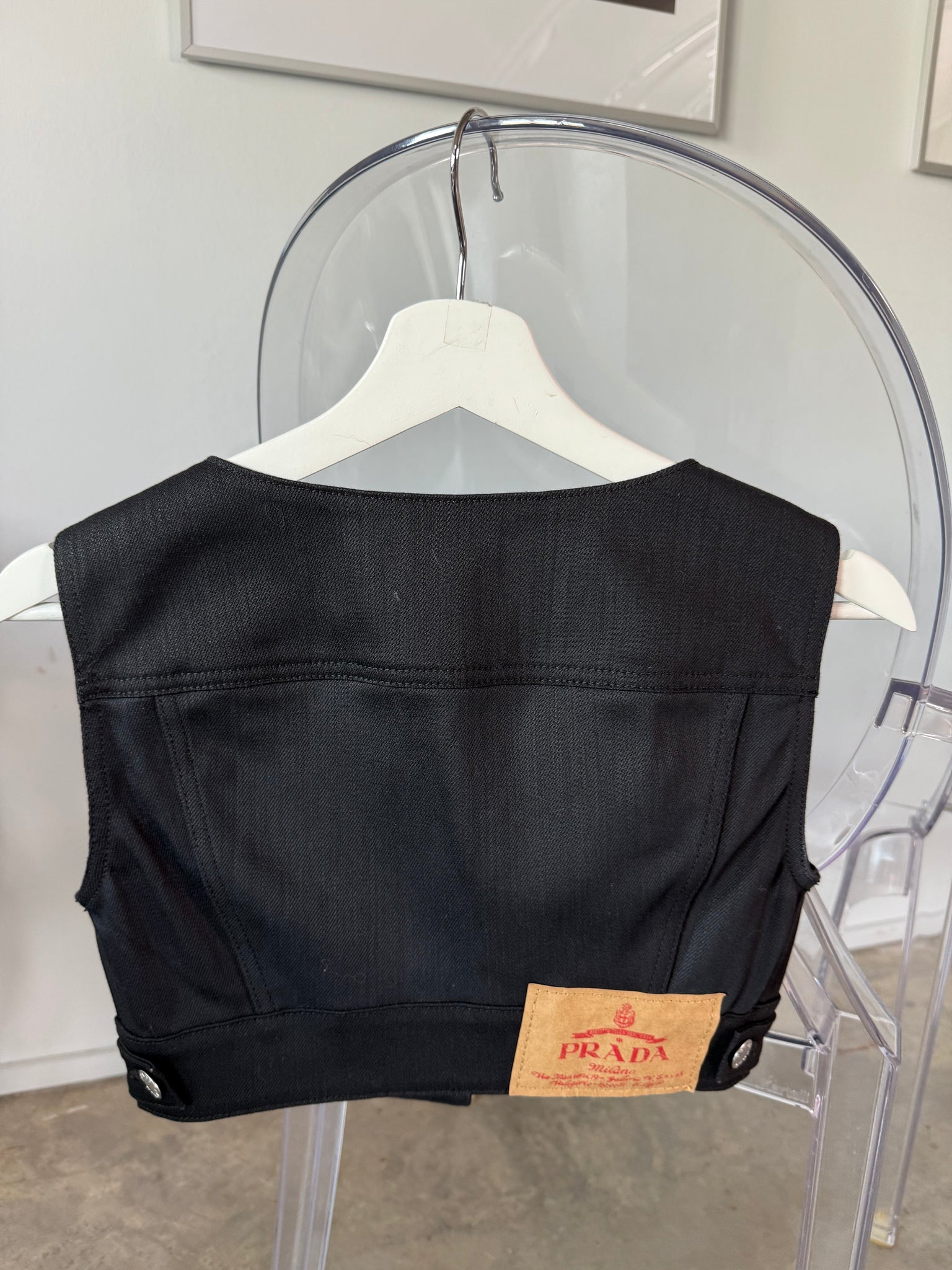 Prada Black Denim Vest Top
