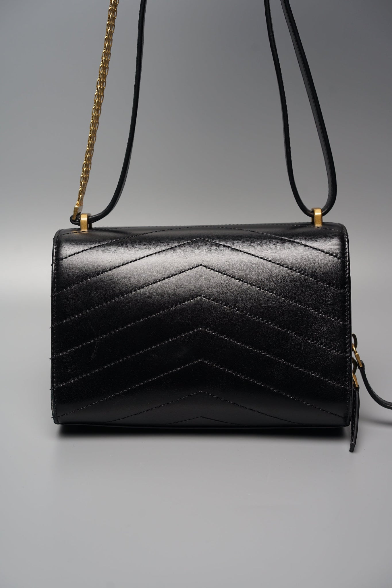 Chanel Chevron Flap Bag in Black Antique Gold