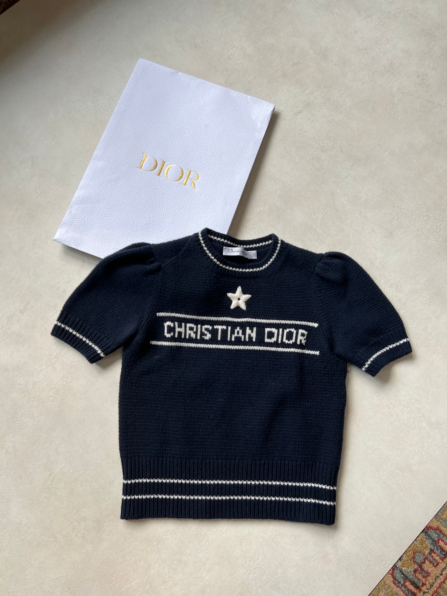 Dior Short Sleeve Knit Top in Navy 34