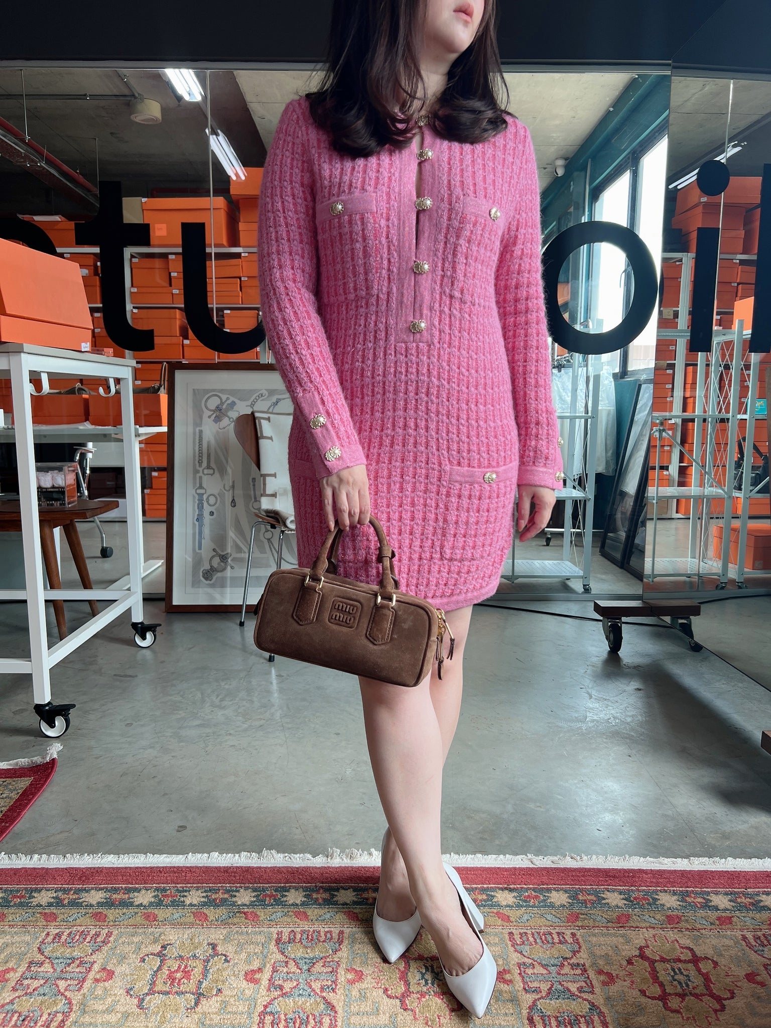Chanel Long Sleeve Mini Dress in Pink Size 34 (Brand New)