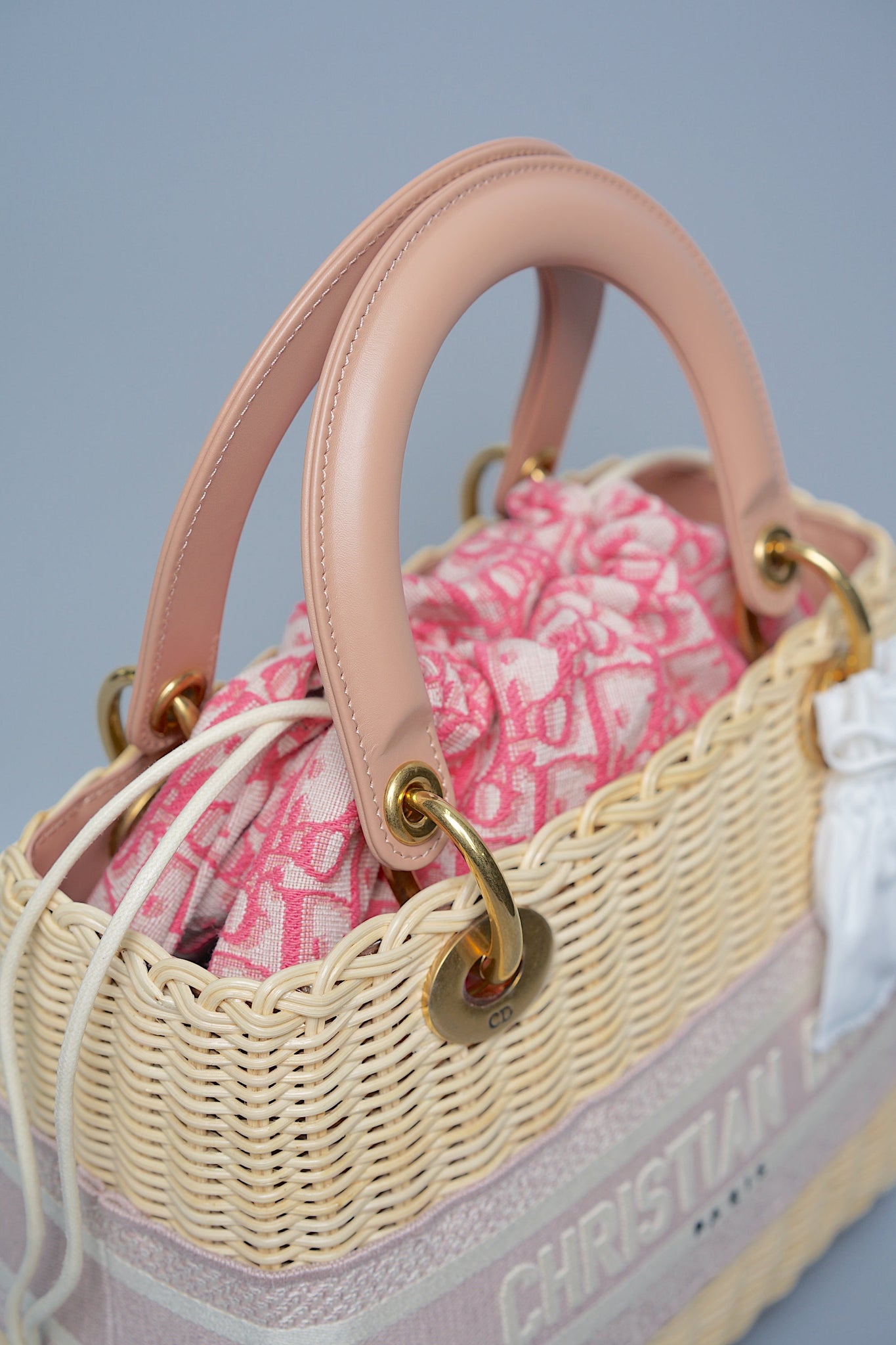 Lady Dior Wicker Bag Medium in Pink (Brand New)