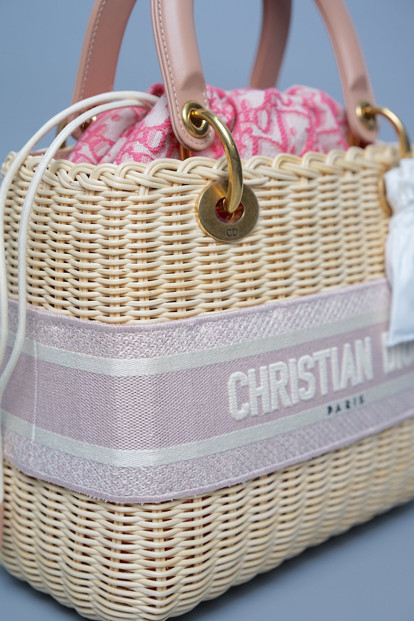 Lady Dior Wicker Bag Medium in Pink (Brand New)