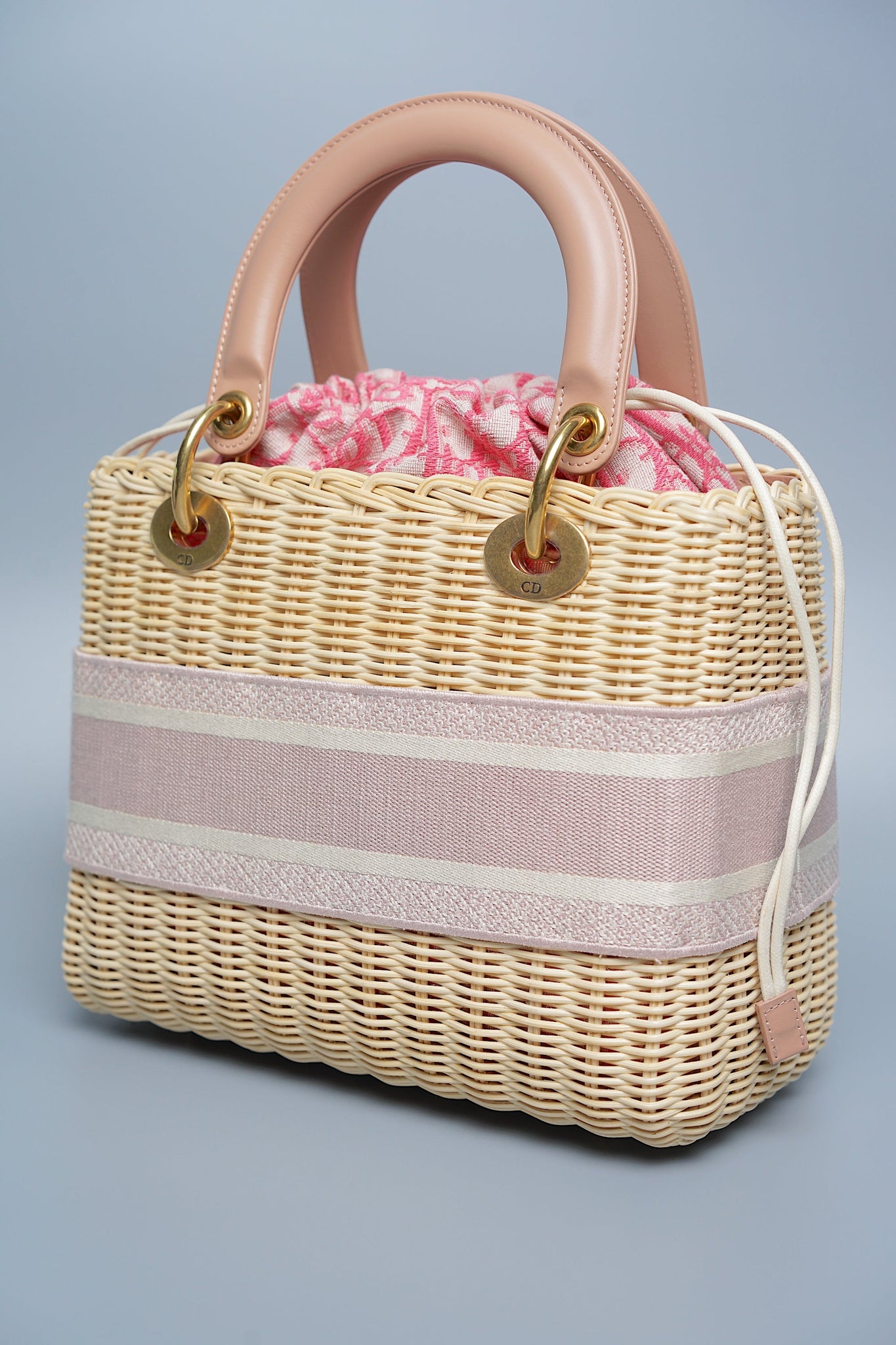 Lady Dior Wicker Bag Medium in Pink (Brand New)
