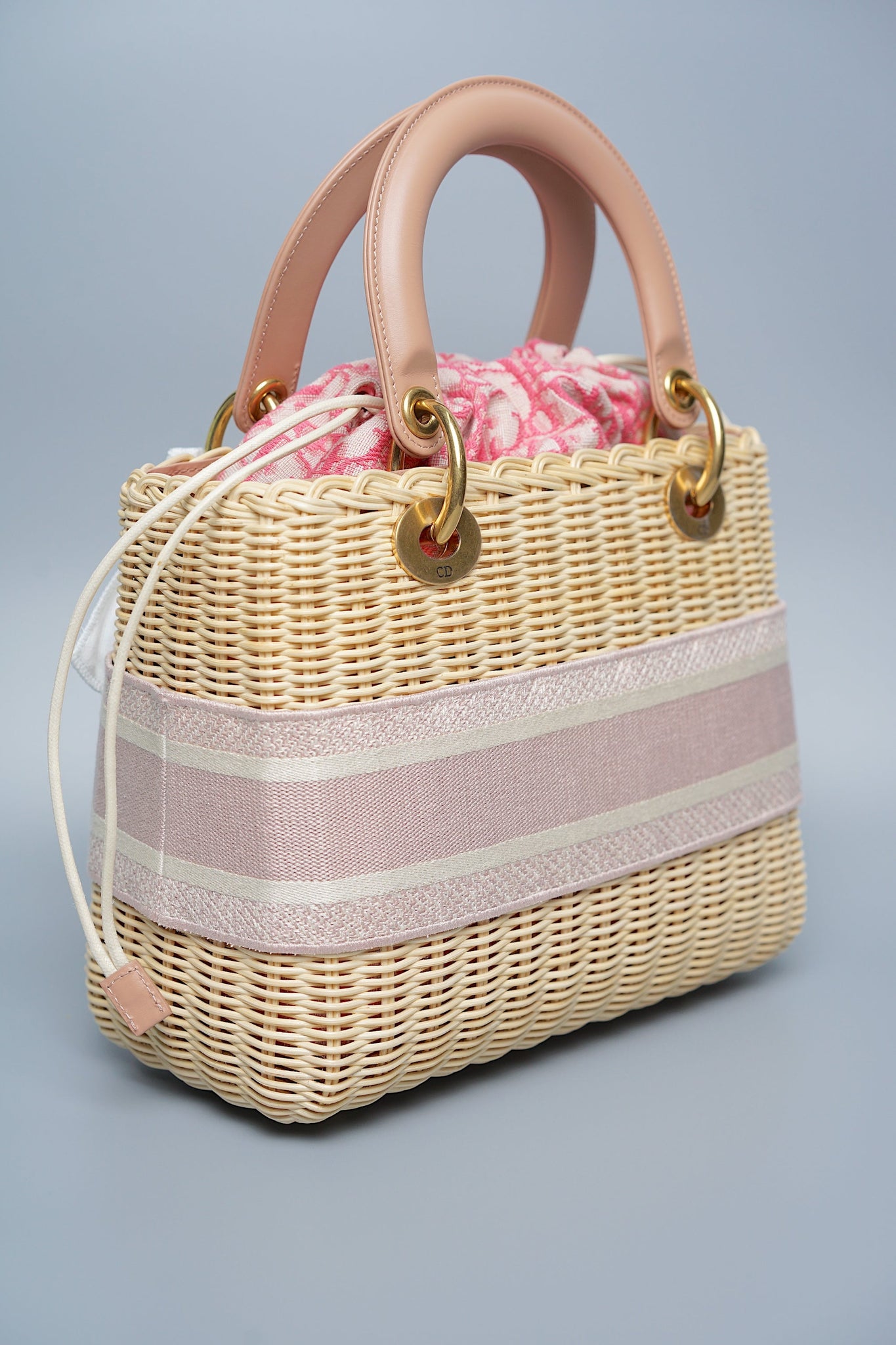Lady Dior Wicker Bag Medium in Pink (Brand New)