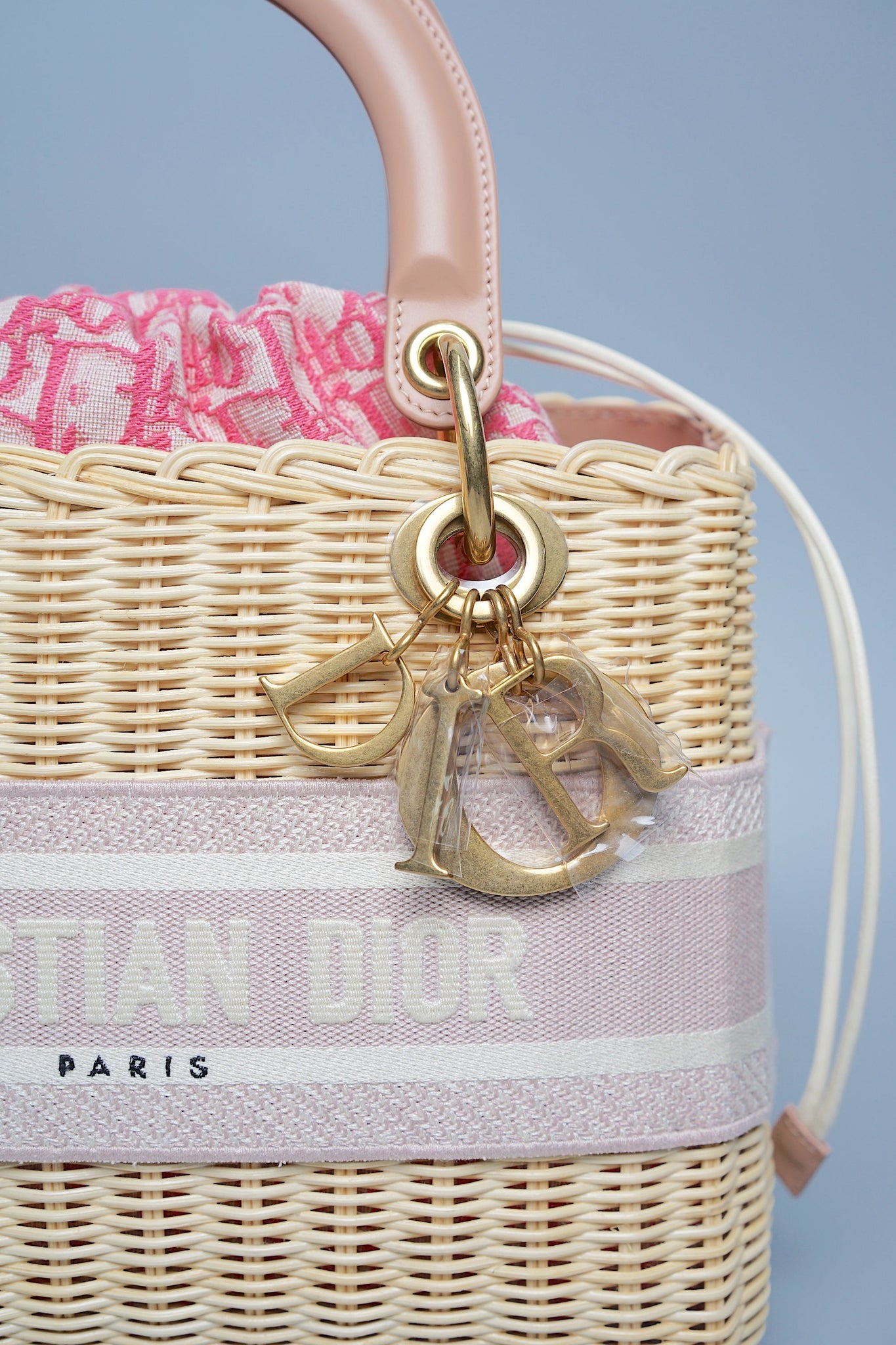 Lady Dior Wicker Bag Medium in Pink (Brand New)