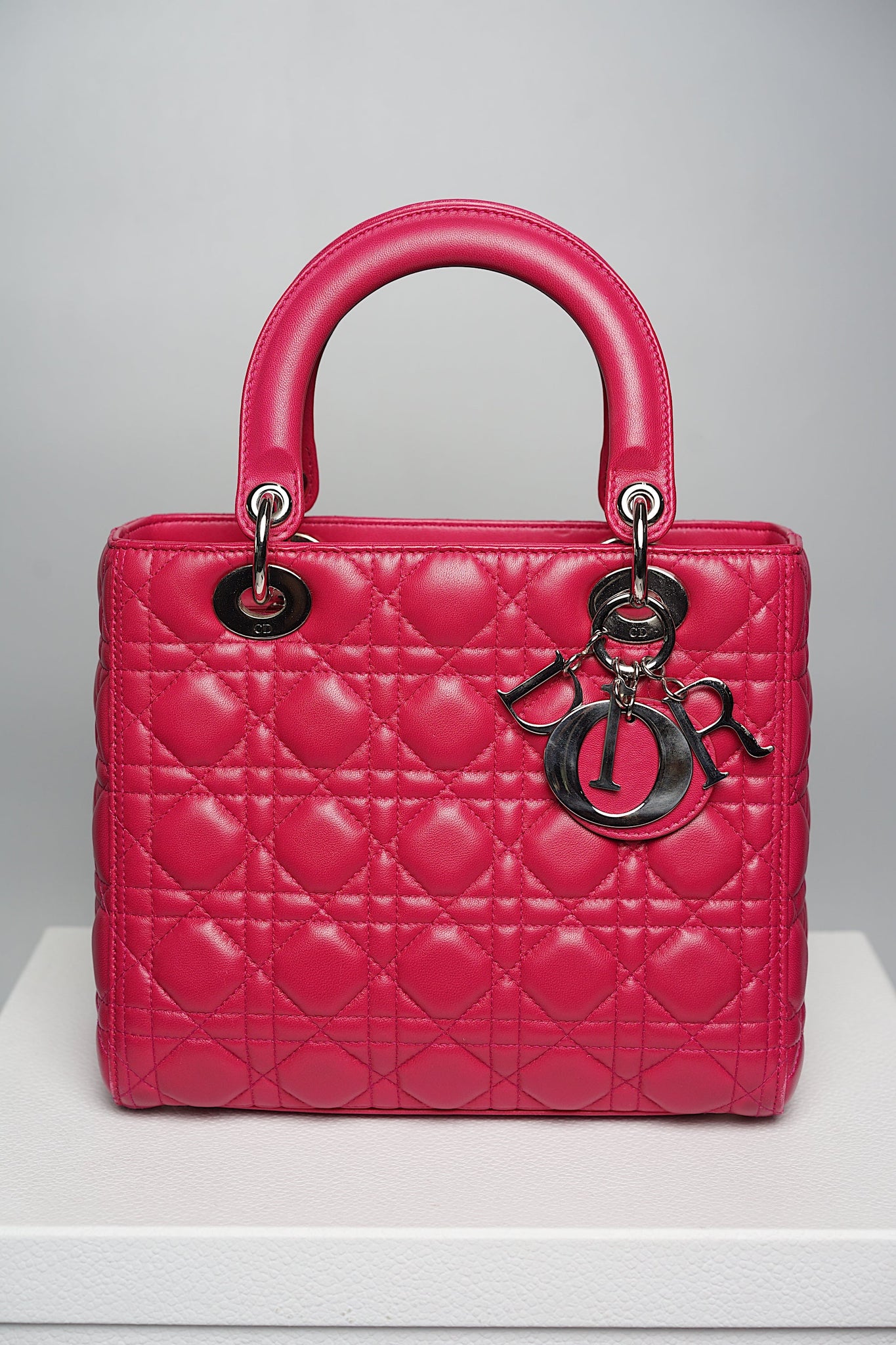 Medium Lady Dior in Cherry Red