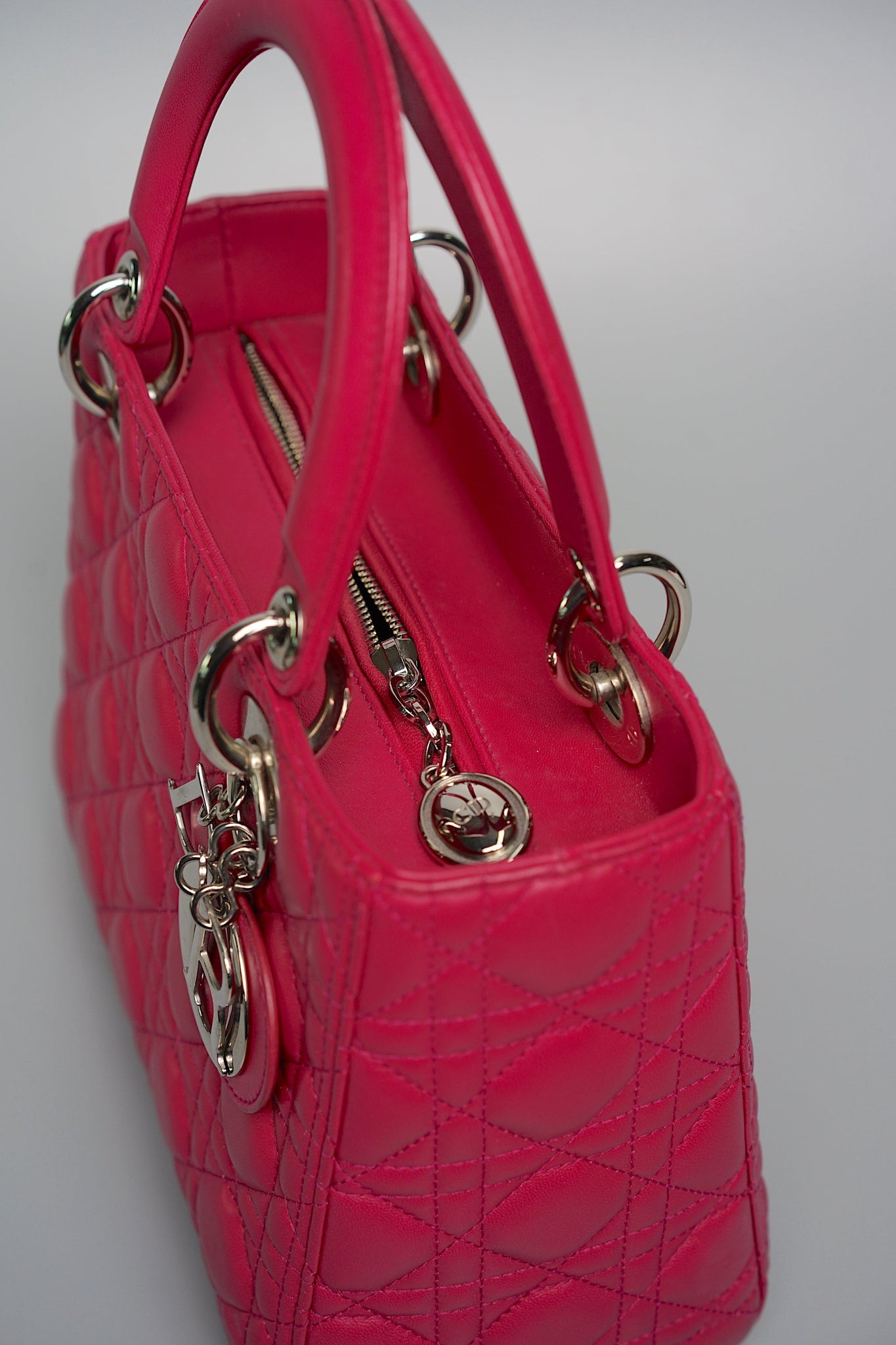 Medium Lady Dior in Cherry Red