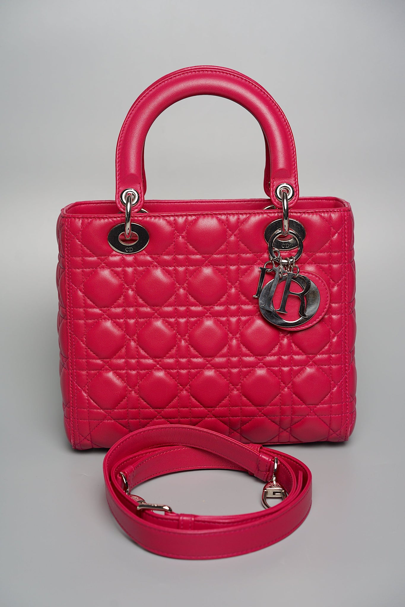 Medium Lady Dior in Cherry Red