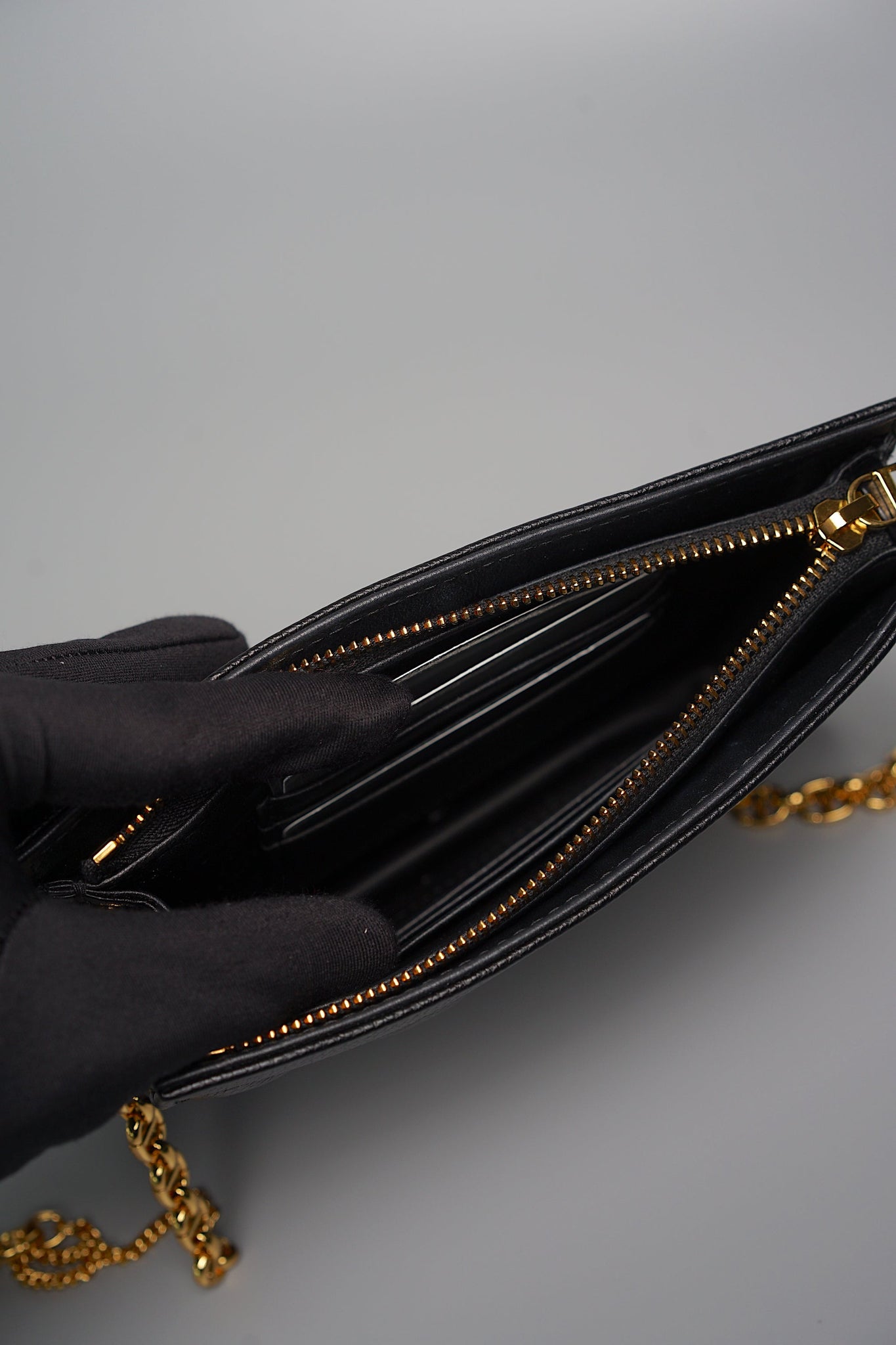 Dior Caro Pouch with Chain in Black (Brand New)